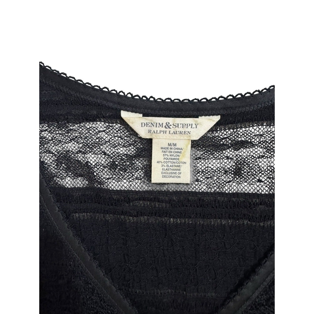 Womens Denim & Supply Ralph Lauren Black V Neck Top Jumper Blouse Size Medium - Picture 4 of 4